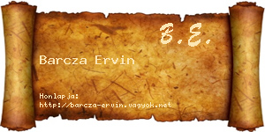 Barcza Ervin névjegykártya